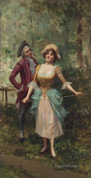  Spain Oil Painting - The courtship Spain Bourbon Dynasty Mariano Alonso Perez